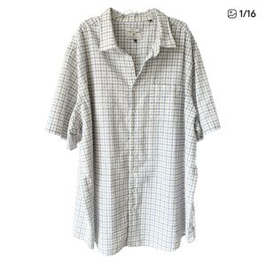 Oak Hill by DXL Men's Blue Green White Checkered Seersucker Shirt Size 4…